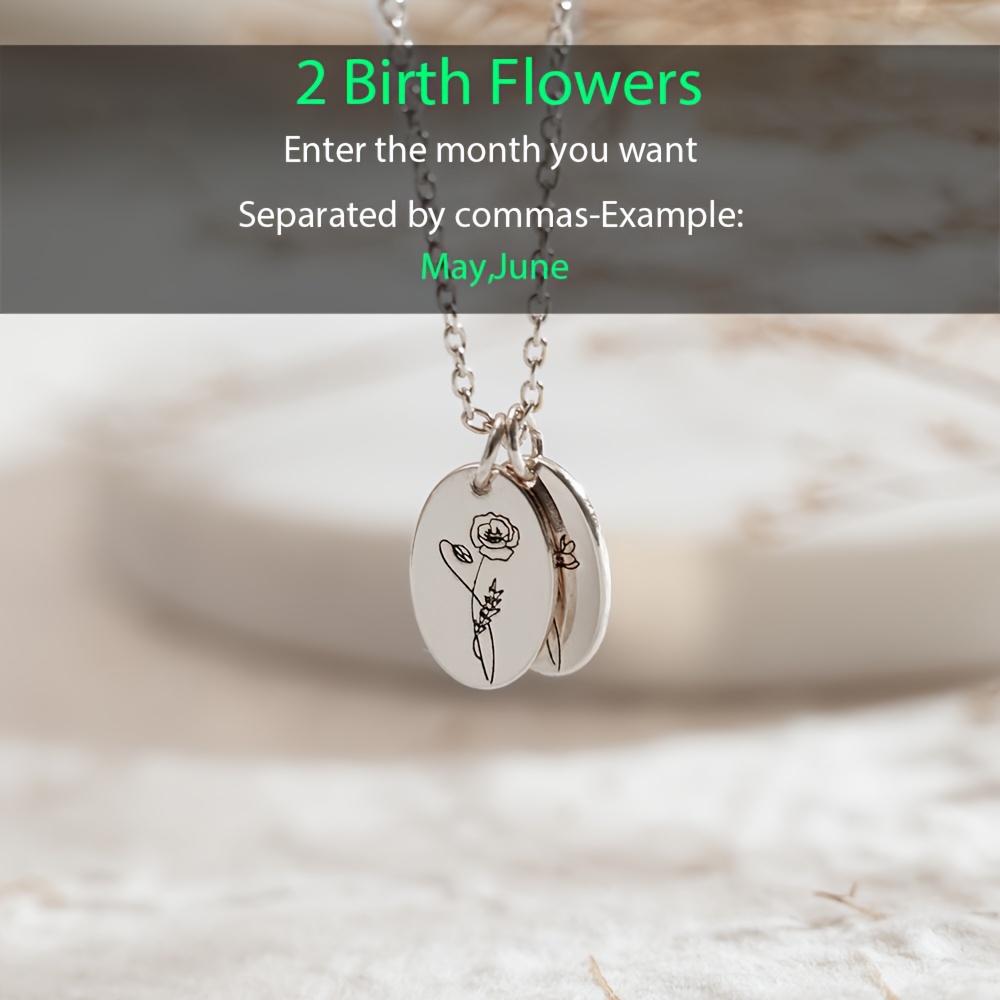 Personalized Women's Birth Flower Pendant Necklace in 18K Plated Design